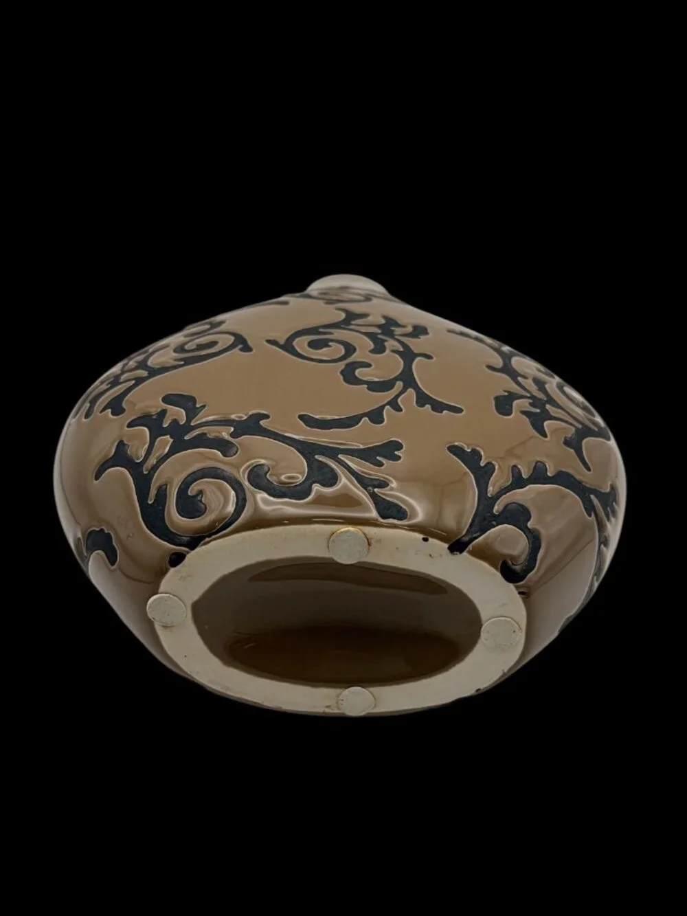 Large Contemporary Brown Ceramic Floor Vase Black Scroll Design 10